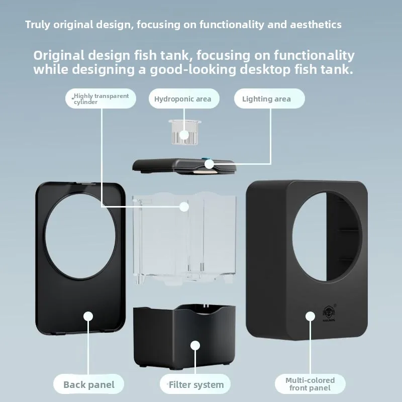Fish tank self-circulating living room shock-proof ecological tank, desktop water change needed, small office desktop fish tank