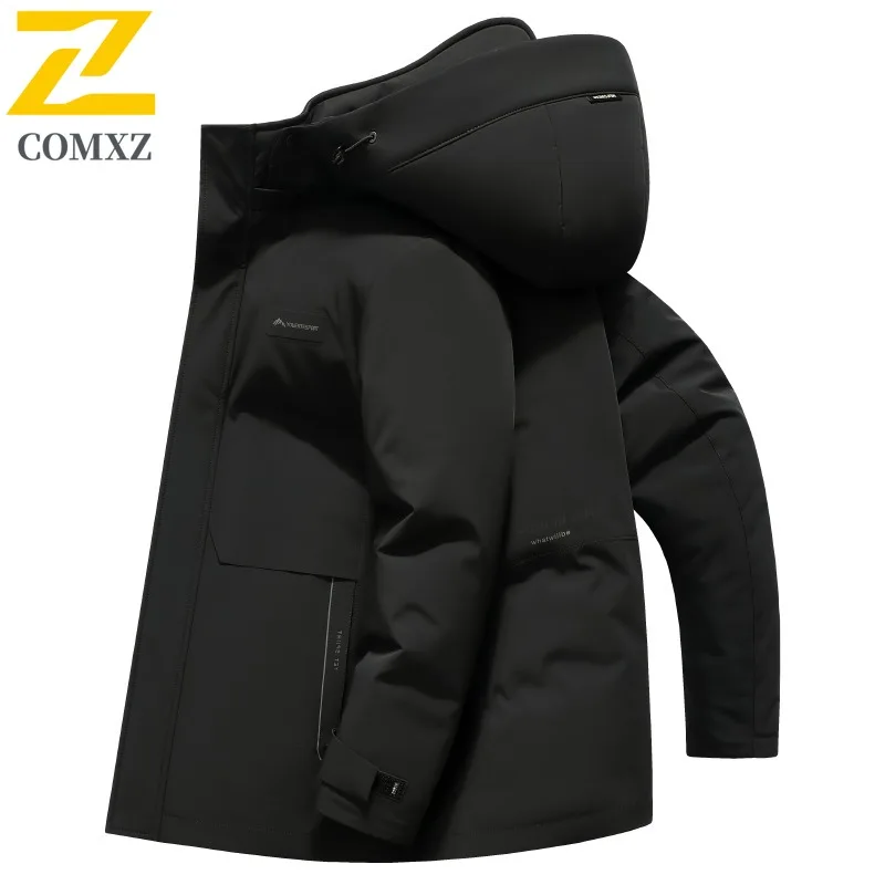 COMXZ Mens Down Jacket Classic Hooded Commuting Office Lightweight Parka Fashion Hiking Travel Warm Autumn Winter Padded Jacket