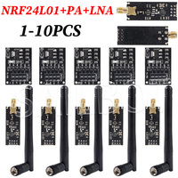 NRF24L01+PA+LNA RF Wireless Transceiver Module SMA Antenna 2.4 GHz + NRF24L01 8 Pin Socket Breakout Adapters for Antenna