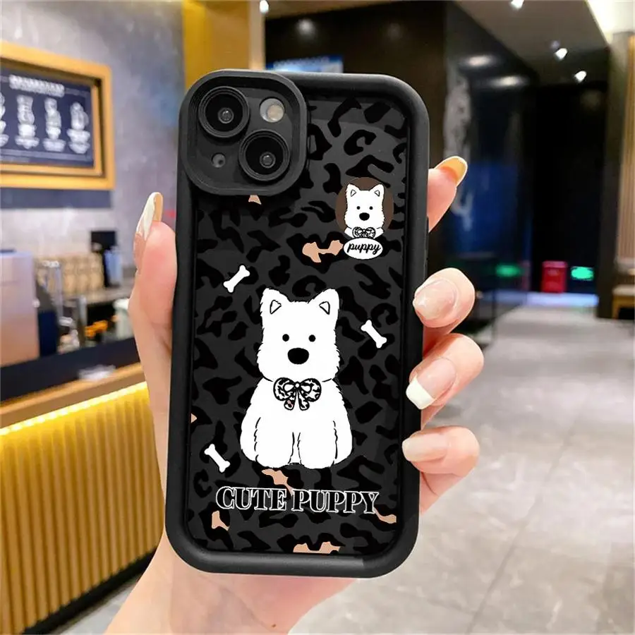 Case for Apple iPhone 11 15 Pro Max 14 Plus 13 12 16 Shockproof Protective Shell Silicone Funda Phone Cover Cartoon Cute Samoyed