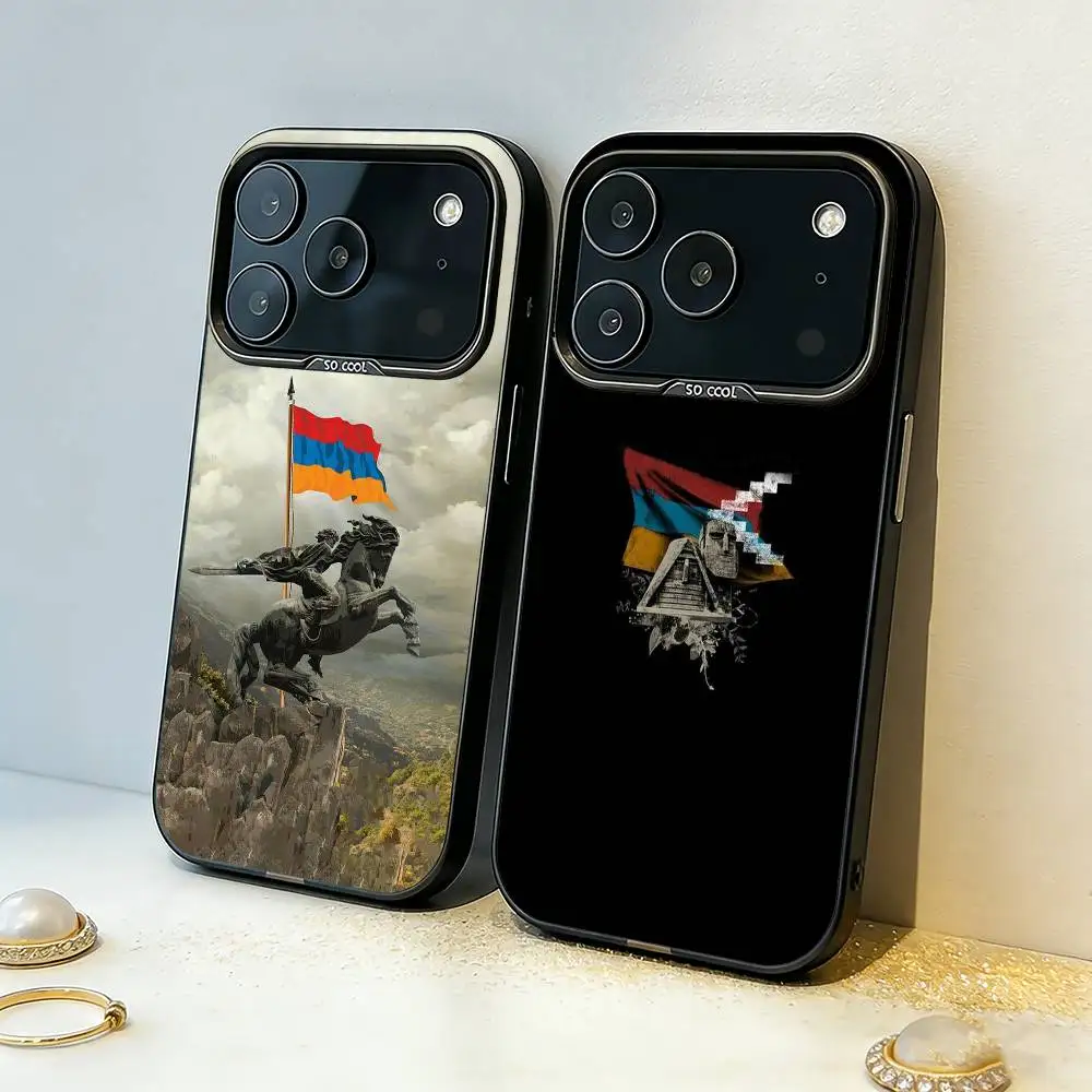 

A-Armenia Flag ART Phone Case For iPhone17,16,15,14,13,12,11,Pro,MAX Gray Matte Silicone Black Cover