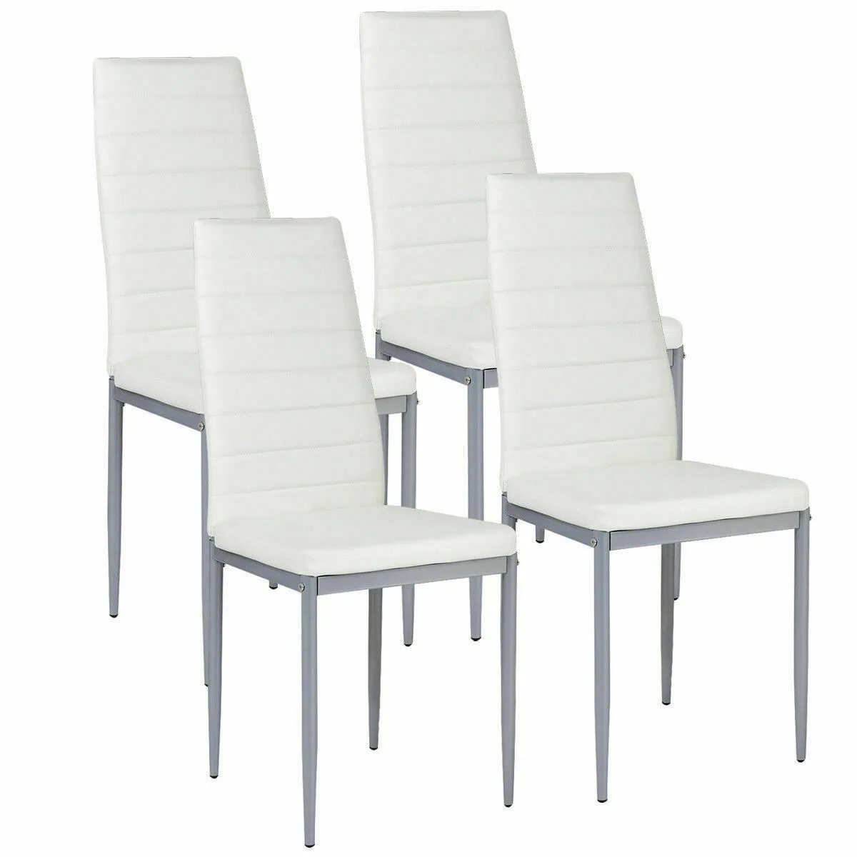 Set of 4 Dining Room Chairs Kitchen Chairs PU Leather Breakfast Furniture White