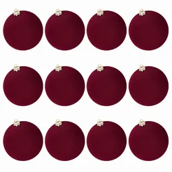 12Pcs Velvet Christmas Ball Ornaments 6cm Christmas Balls Xmas Tree Decorations For Home Decor Xmas Party Navidad Wine Red