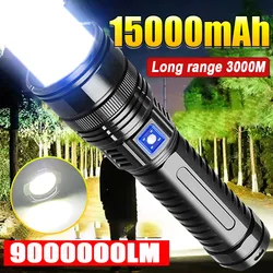 Upgraded 9000000LM High Power Led Flashlight Rechargeable Tactical Torch Built-in 15000mAh Battery Ultra Powerful Lantern