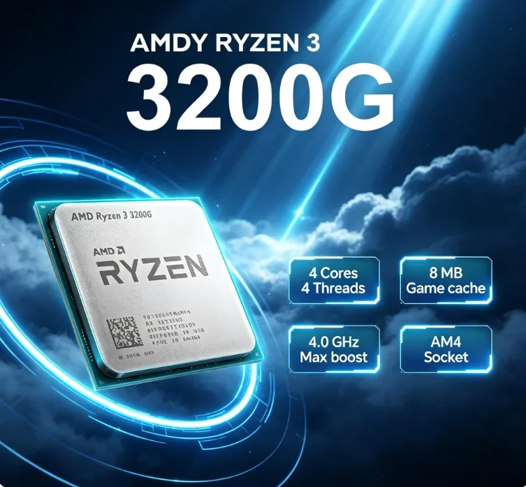 Support 4K Output 3200G 4 Core 3.6GHz Up to 4.0GHz 4MB L3 65W AM4 No Cooler Connect Big Screen Online Class Clearer