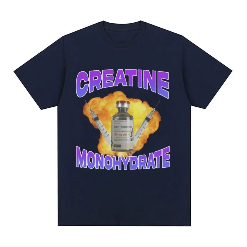 Creatine Monohydrate Funny Meme Graphic T Shirt Men\'s Women Fashion Vintage T-shirts 100% Cotton Short Sleeve Oversized T-shirt