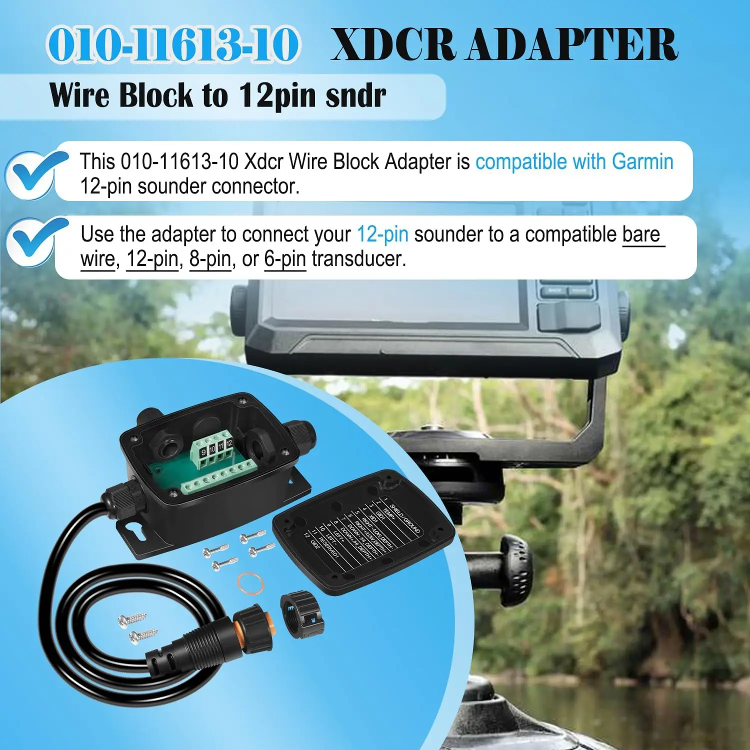 ANX 010-11613-10 Xdcr Adapter, Kabeladapter für 12-Pin-Sndr für Garmin 12-Pin-Sounder-Anschluss & -Transducer, für GPSMAP 7607xsv – Detail 5