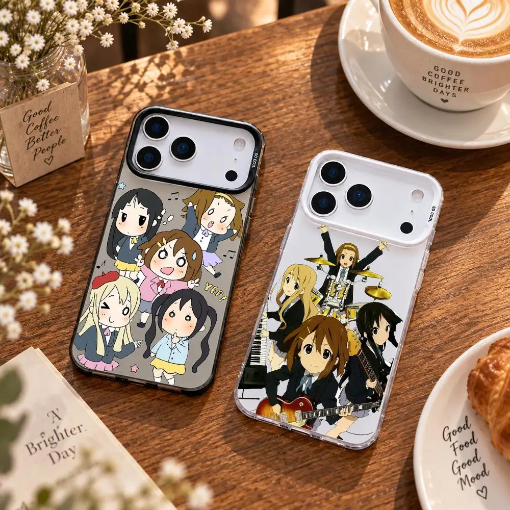 Anime K-ON Girls Cute Phone Case For IPhone 18 17 16 15 14 13 Pro Max Independent Metal Button Electroplating Mobile