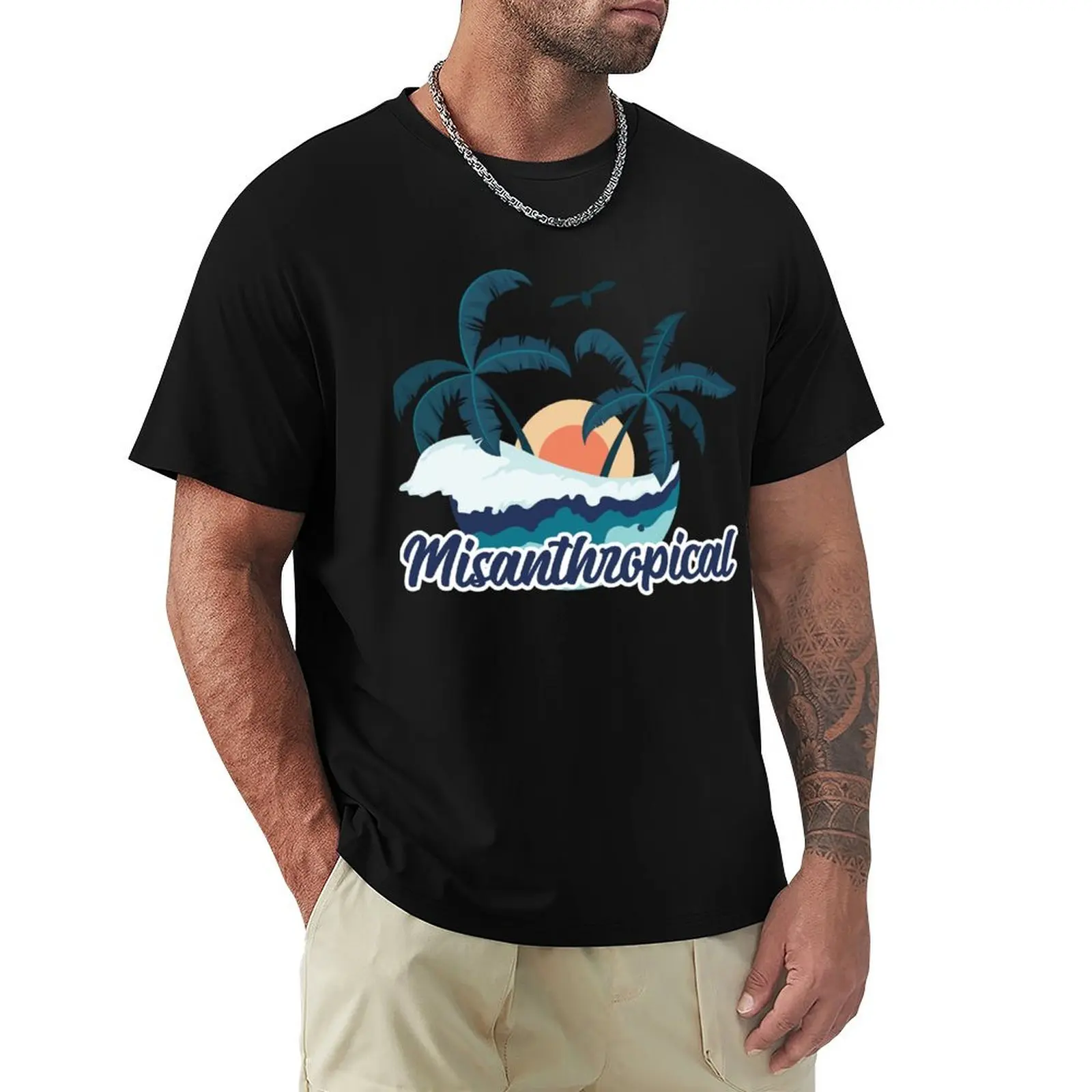 Misanthropical Palms Summer Design for introvert people T-Shirt Christmas Casual Tee Shirt