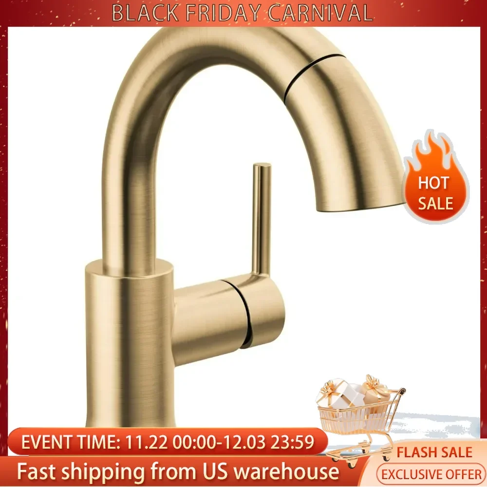 Faucet Pull Down Bathroom Faucet, Pull Out Faucet, Gold Single Hole Bathroom Faucet with Pull Down Bathroom Sink Faucet