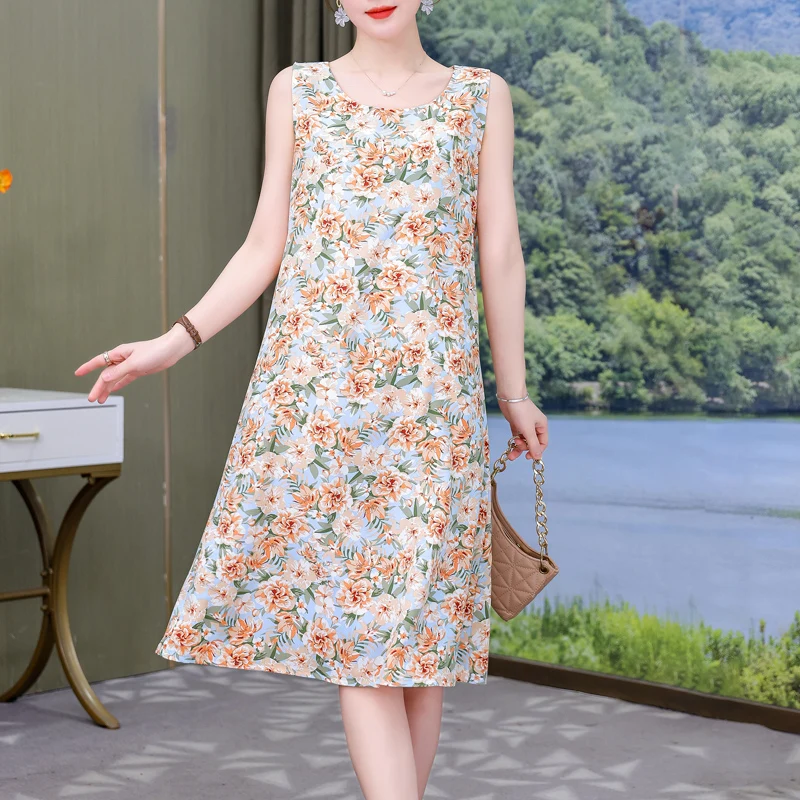 New 2023 Fashion Summer Dresses For Women Casual O-neck Short Sleeve Long Print Ladies Dress Party Women Clothing