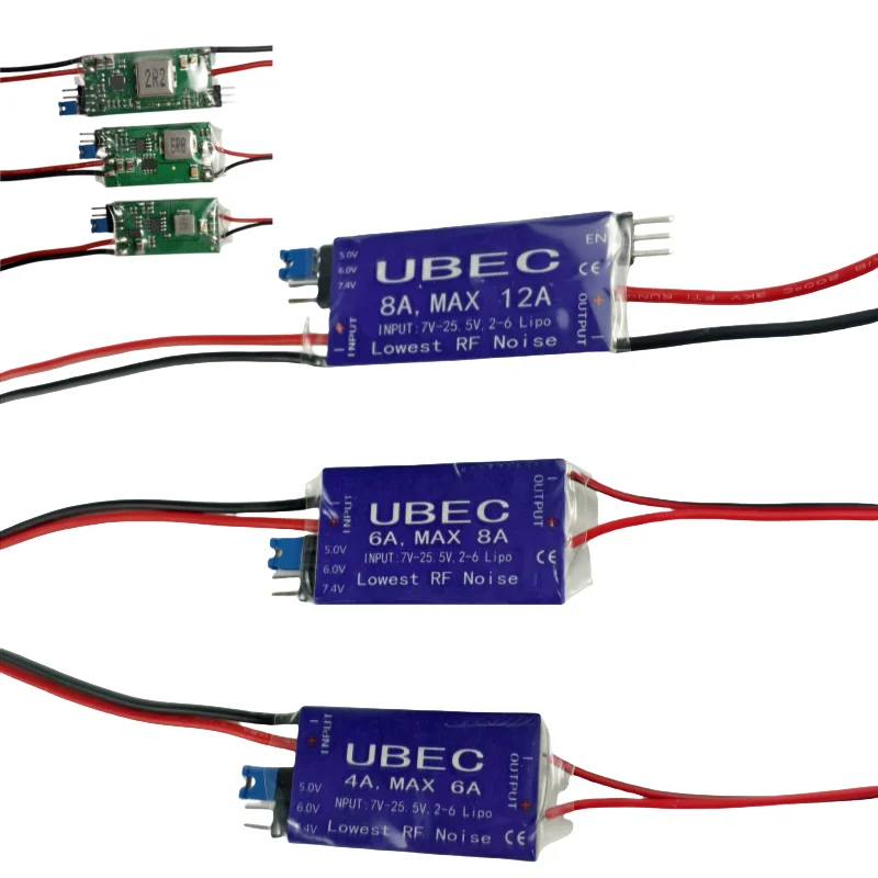 Switching mode UBEC 4A/6A/8A output 5V/6V maximum 12A 2-6S Lipo 6-16 battery Ni-Mh is suitable for RC aircraft