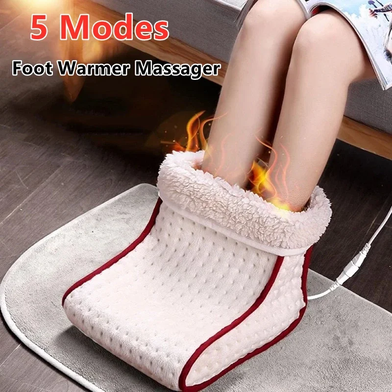 5 Modes Heat Settings Warmer Cushion Thermal Foot Warmer Massage Heated Electric Warm Foot Warmer Massager Washable Heat