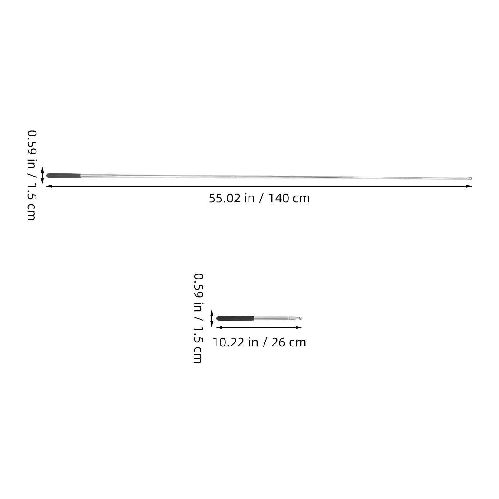 Pointeur à main extensible en acier inoxydable, 2 pièces, conception rétractable, léger et Portable pour les tours en plein air, enseignement en classe