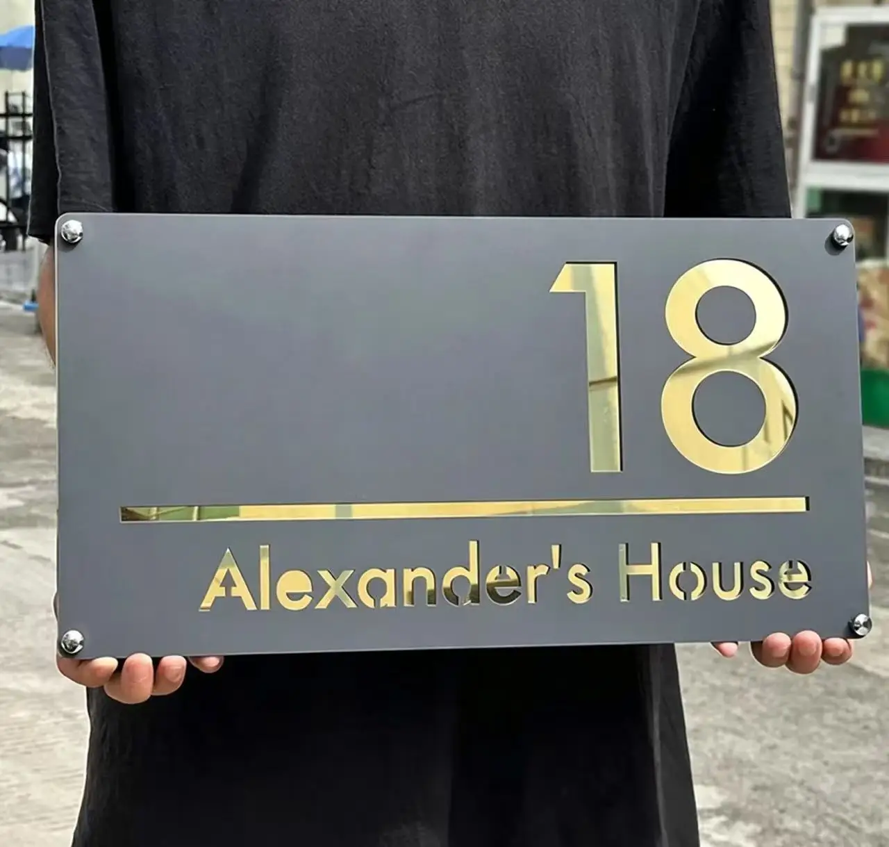 Custom Outdoor 3D Cut Acrylic House Number Signs, Personalized Name Signs with Nails, Including House Numbers and Names