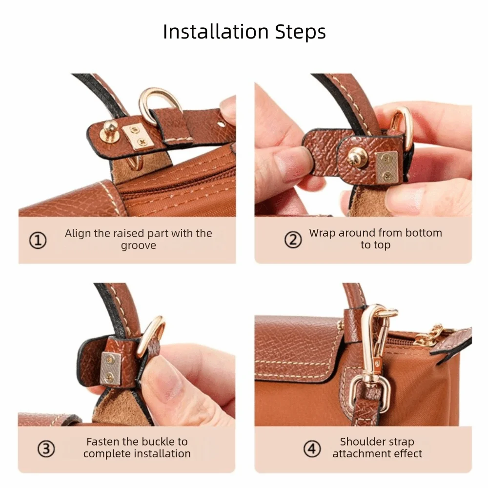 Punch-free Genuine Leather Shoulder Strap Replacement Modification Conversion Hang Buckle DIY for Longchamp