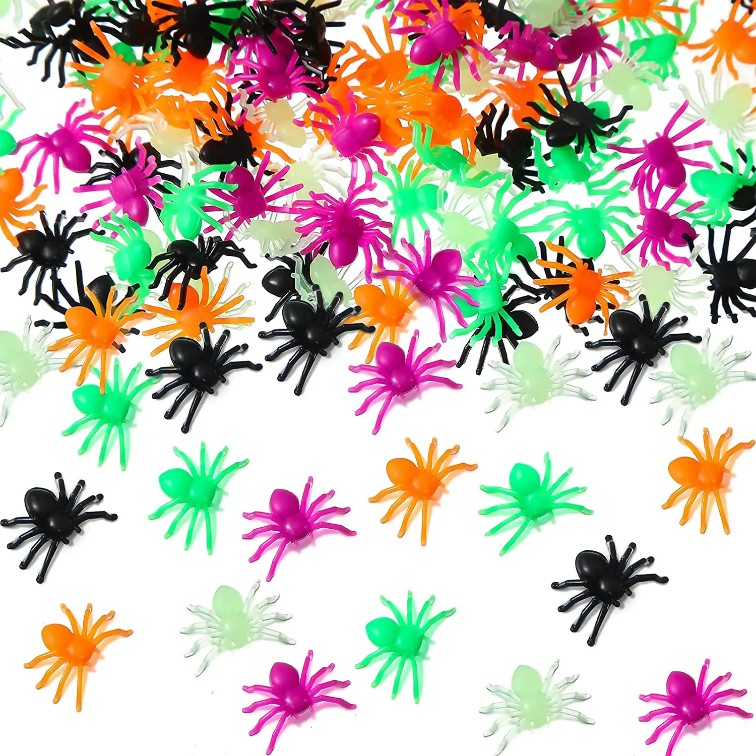 50/100 Pieces Mini Fake Spider Horror Toy Prank Halloween Realistic Spider for Costume Parties Carnivals Halloween Joking Decor