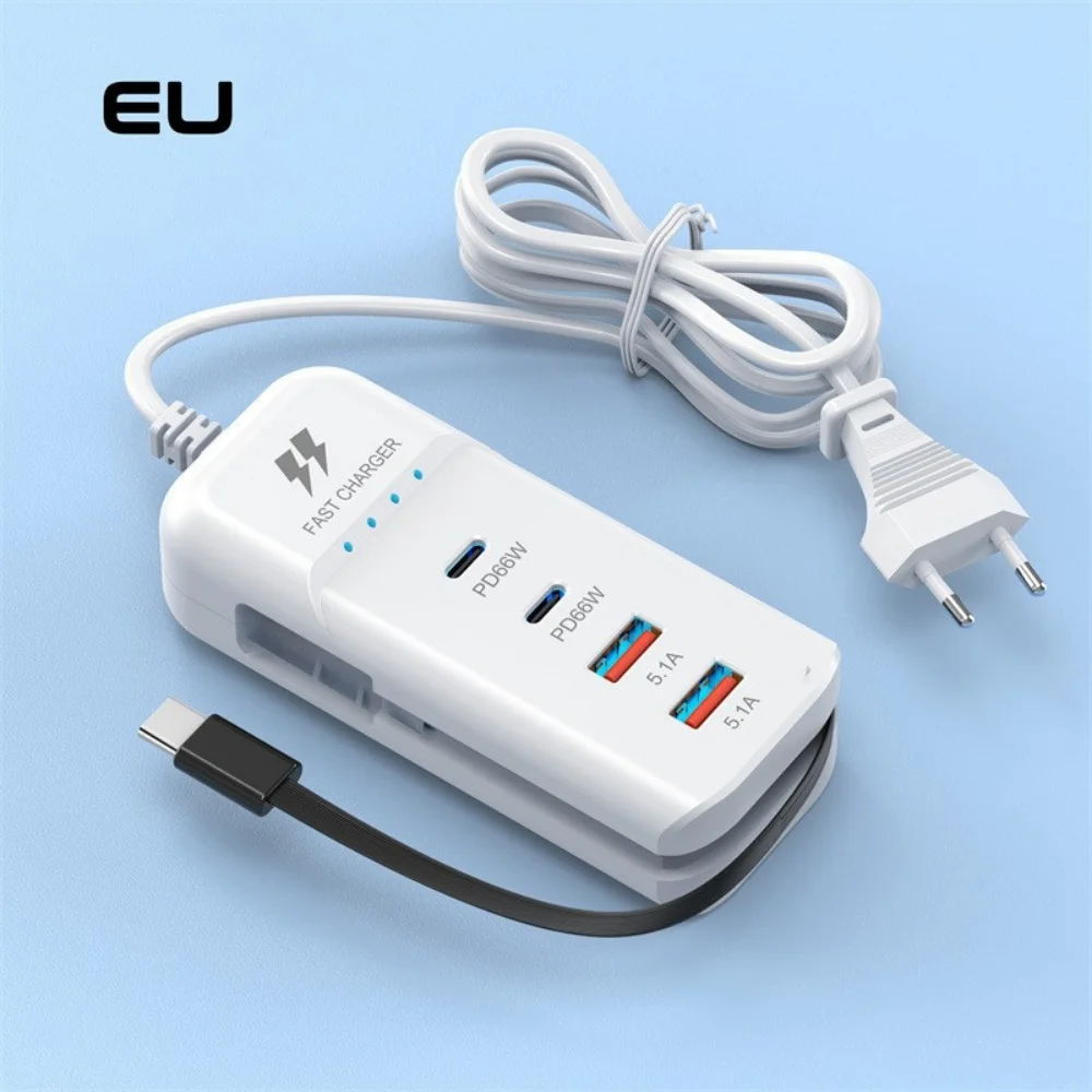66 واط USB شحن سريع مقبس شاحن السفر الهاتف نوع C قطاع الطاقة شاحن مع كابل PD آيفون Xiaomi 14 13 محول الهاتف