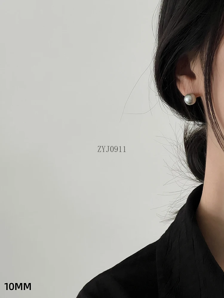 إبرة فضية بسيطة، فاصوليا رمادية صغيرة، أقراط من اللؤلؤ الرمادي الفضي البارد، أقراط رائعة