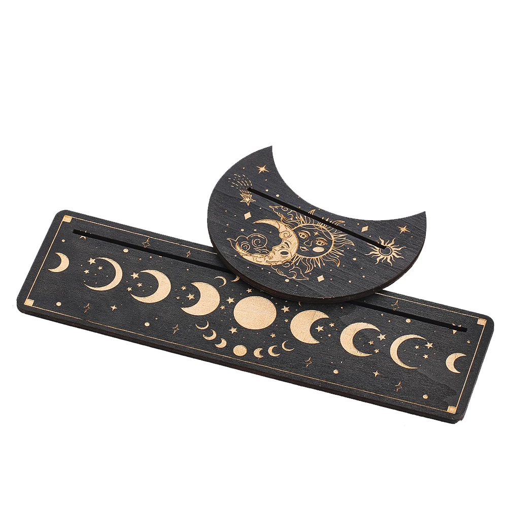 

Wooden Card Holder Stand Set Magic Gold Moon Sun Stars Tarot Card Base Display Stand Divination Game Props Decoration