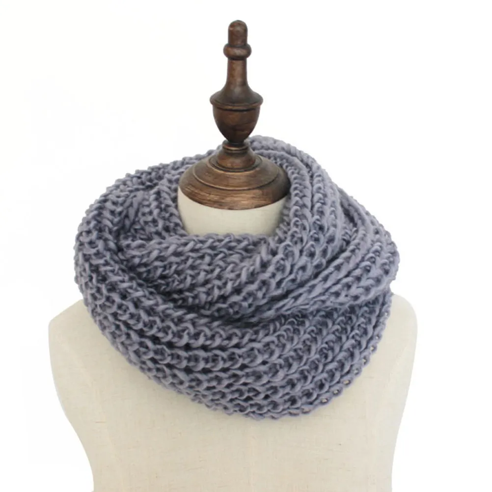 

Women Light Grey Thick Knit Wool Blend Loop Scarf Winter Warm Neck Scarf Fashion Accessory for Cold Woven Scraf