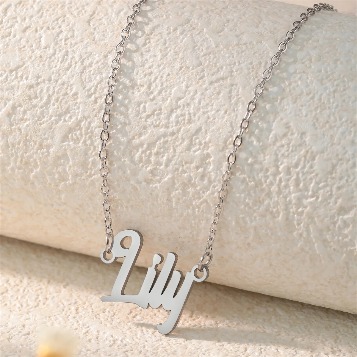 Custom Name Necklace, Vintage Sinple Pendant, Personalized Stainless Steel Jewelry for Women Men Gift