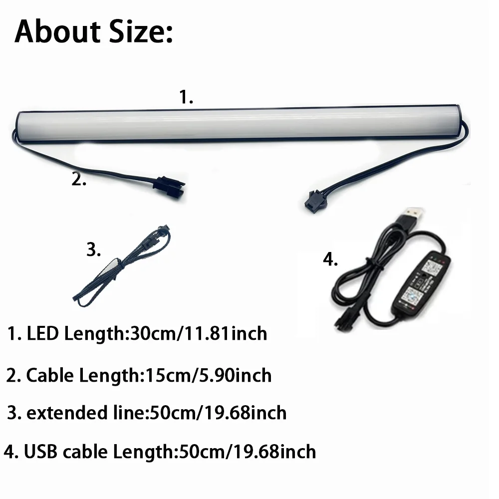 30cm DC5V USB Bluetooth LED Strip Bar RGBIC WS2812B Alloy Bar Colorful Music Sync Remote Control for Cabinet Shelf Backlight PC