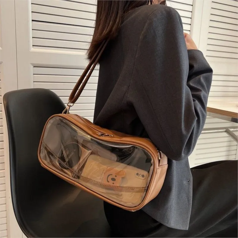

JIAERDI Korean Harajuku Handbag Women Anime Doll Badge Transparent Ita Bag Ladies Fashion Y2k Daily Versatile Clean Shoulder Bag