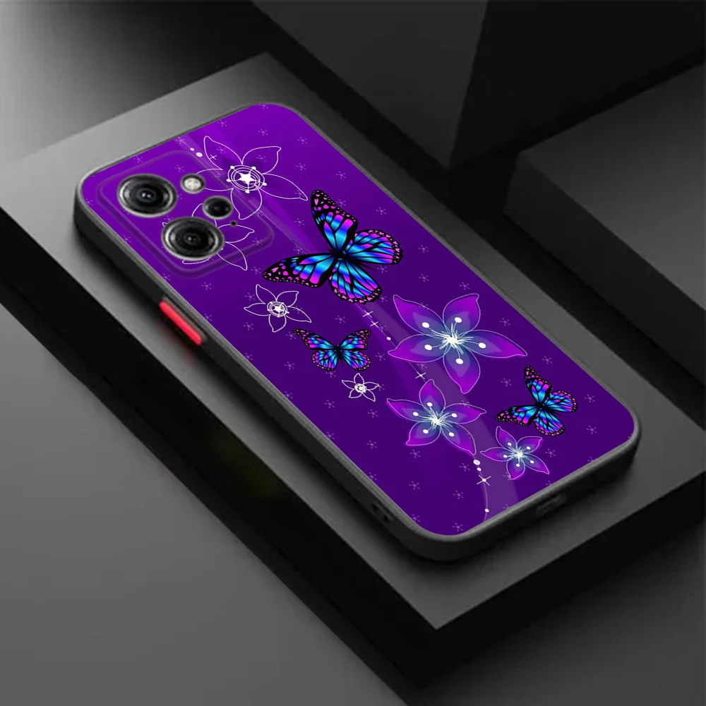 Redmi Note13 Pro 12c Note 12s Xiaomi 12x 12t 11 Lite 11t 11s 12 밤 꽃 나비 검정색 반투명 커버 용 전화 케이스