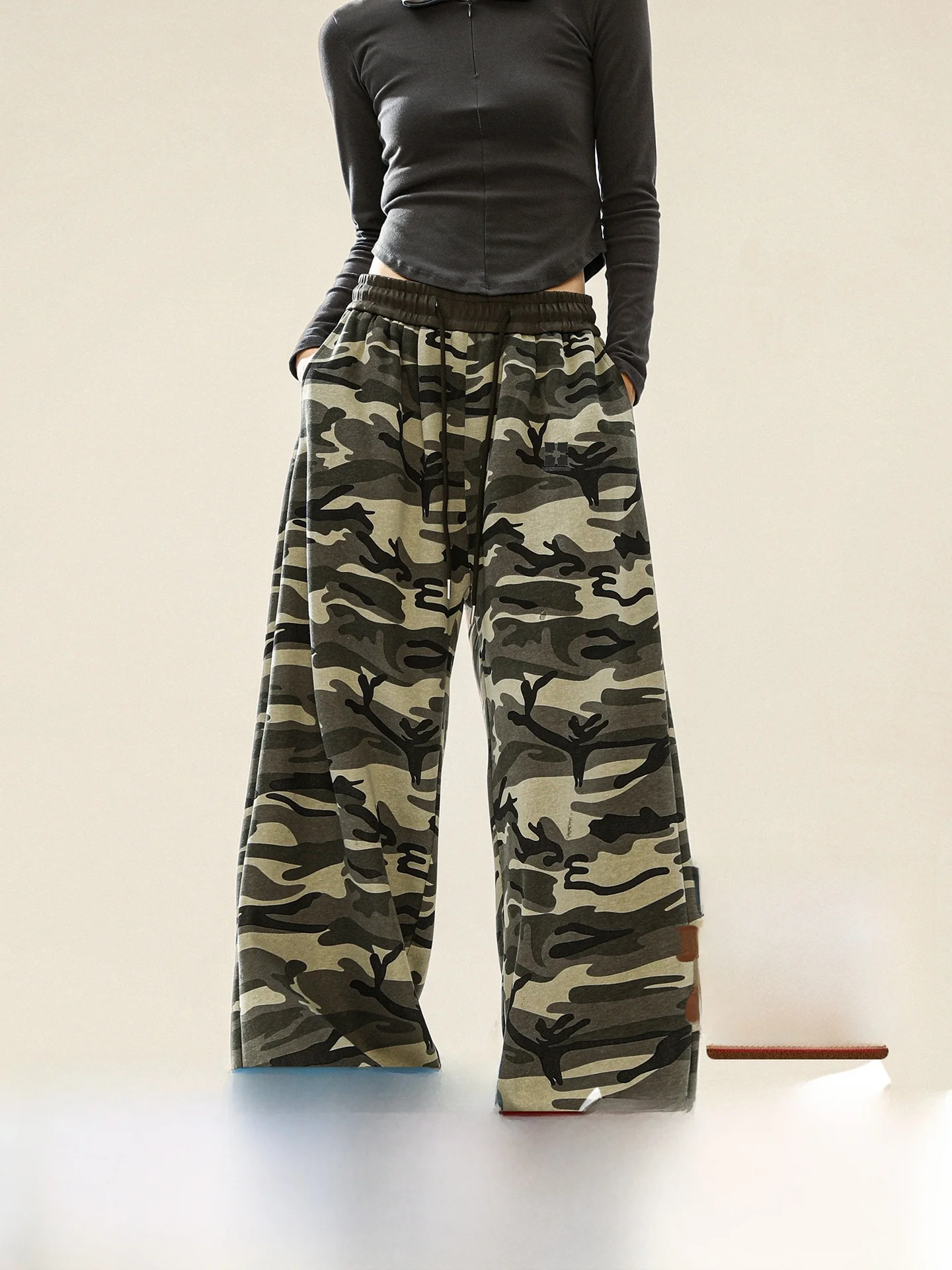 

Manyston американские камуфляжные брюки в стиле ретро, мужские свободные брюки для подростков, весна-осень, модные брендовые широкие брюки длиной до пола