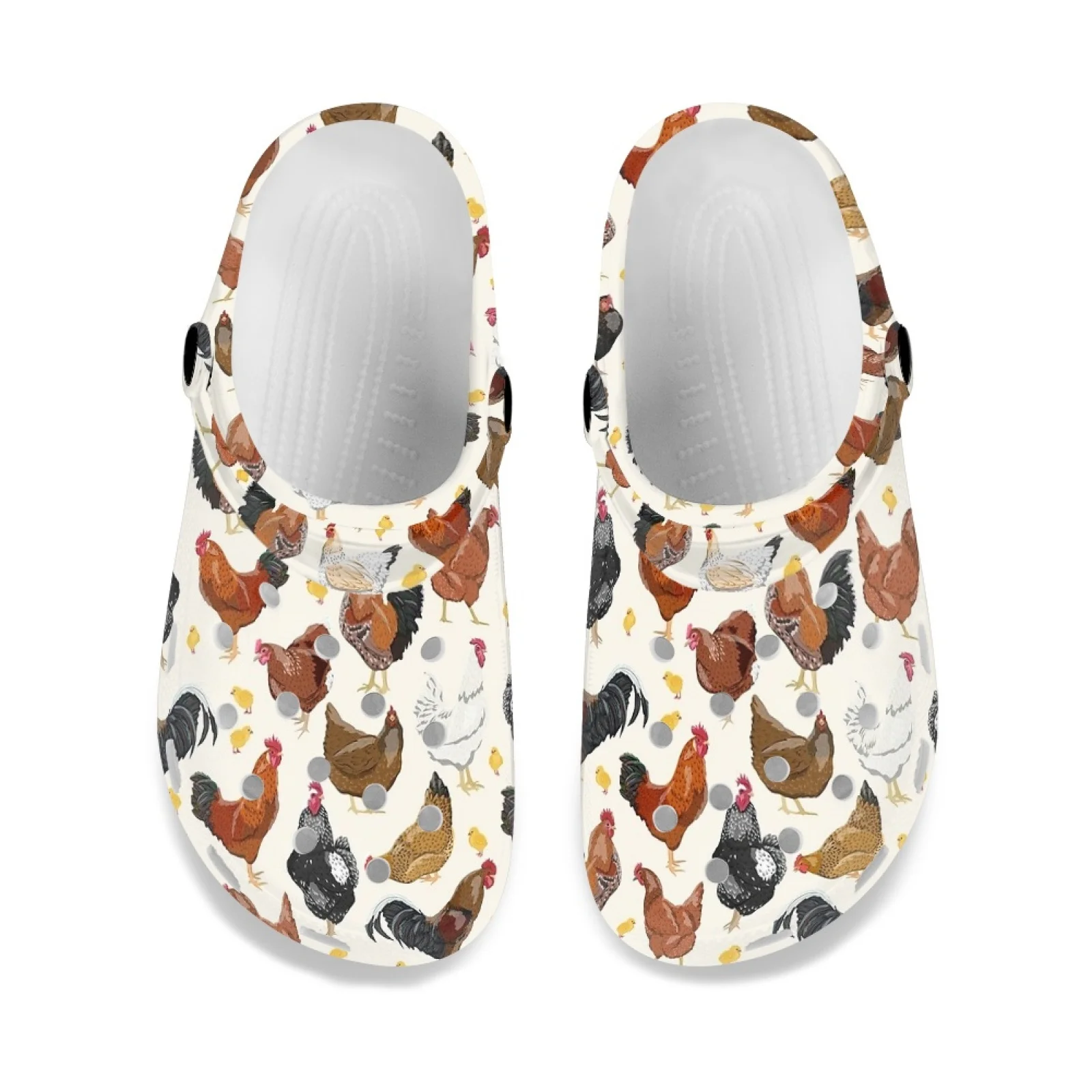 Beliodome Chicken Design Women\'s Garden Clogs Slippers Sandals Summer Non-Slip Beach Shoes Lightweight Outdoor Walking Slippers