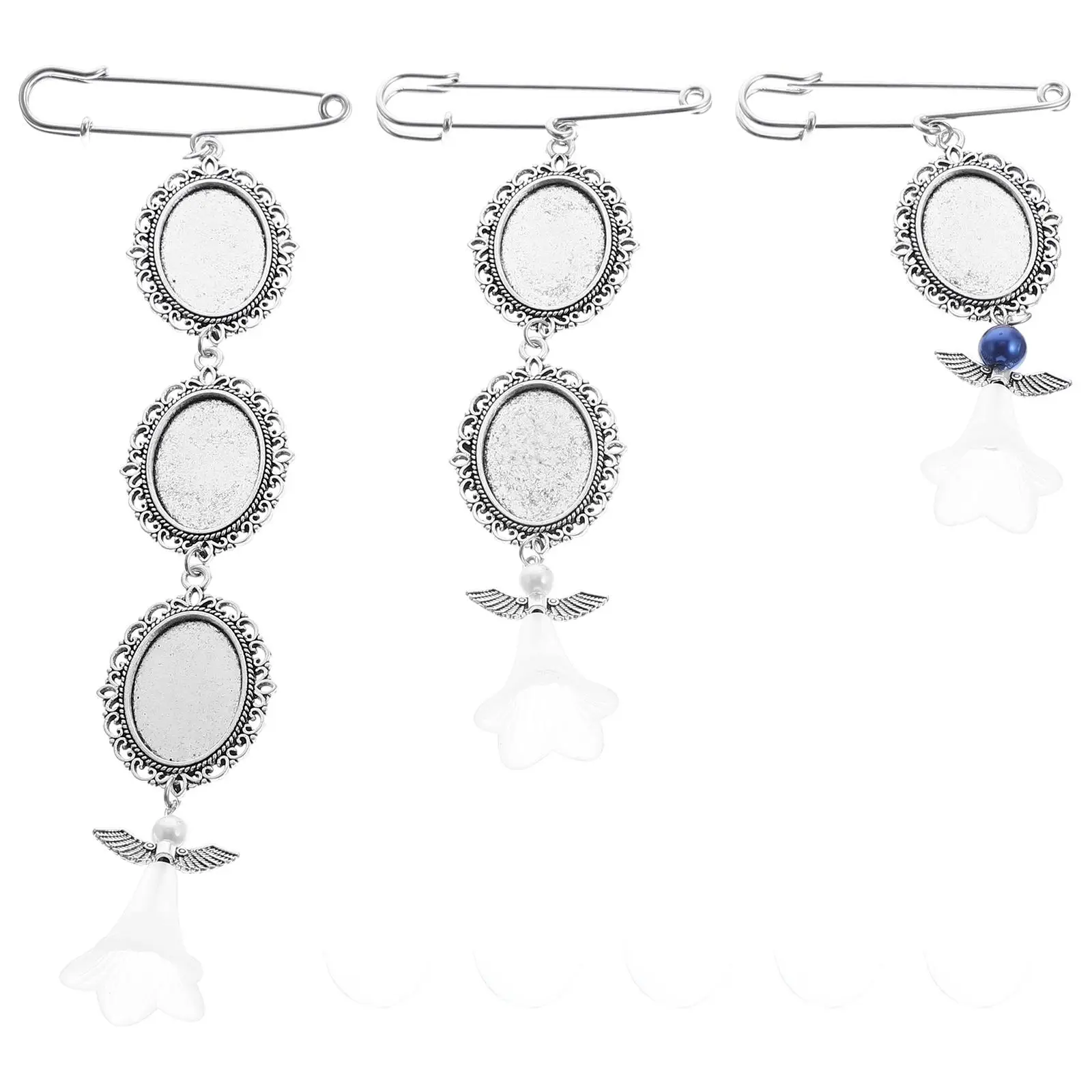 

3 Pcs Pendant Wedding Decor Photo Frame Charm for Bouquet Metal Necklace Glass DIY Bases Picture Charms Bride Pendants Bracelet