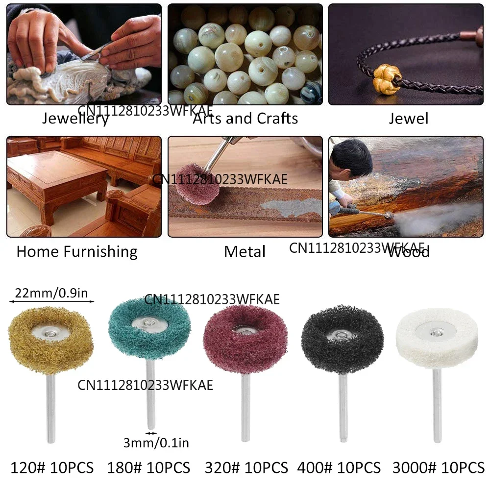 50pcs Mini Drill Bit Nylon Abrasive Brush Wire Buffing Polishing Wheel Dremel Rotary Hand Tool Accessories Set Rust Remover