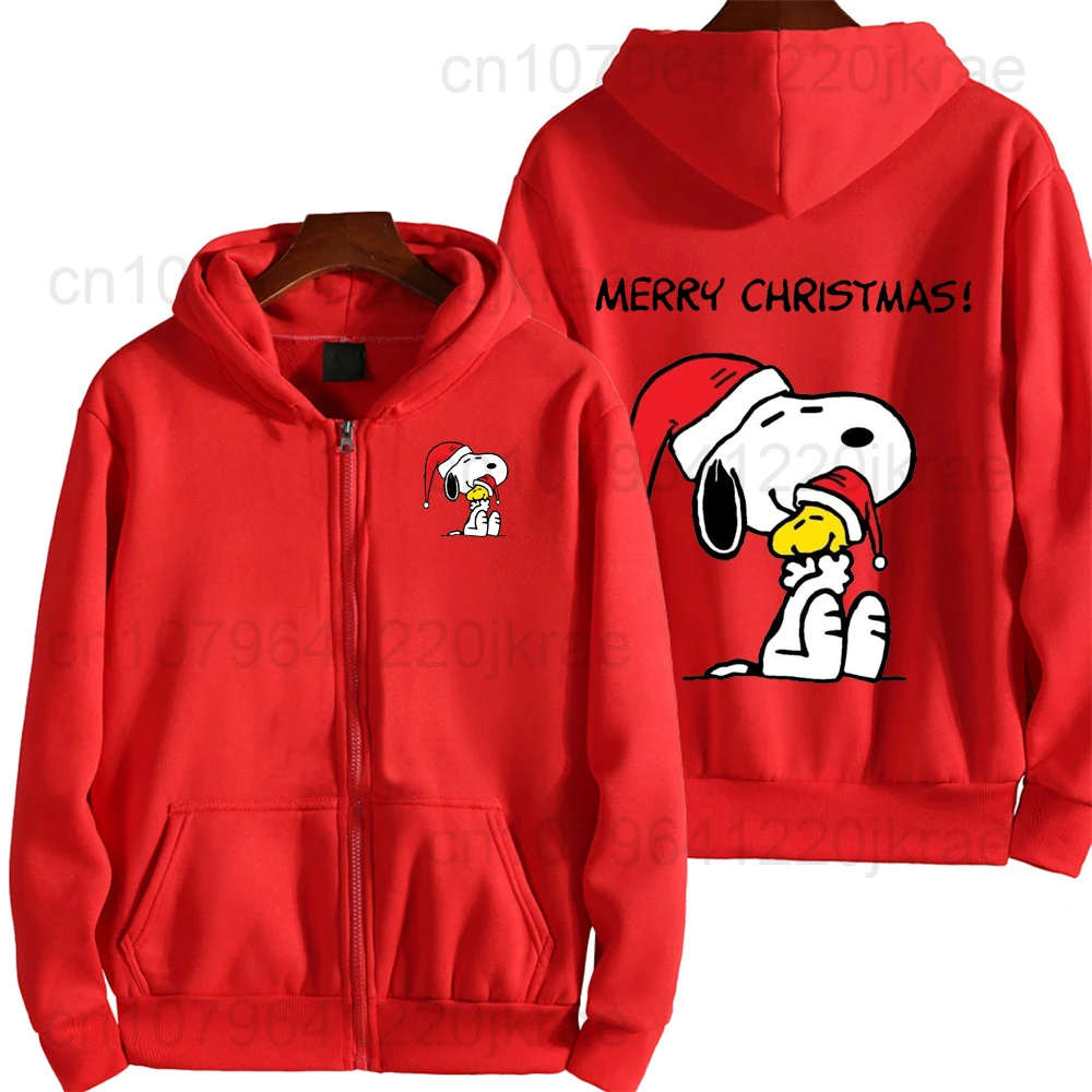 Snoopy Christmas Men Zipper Hoodie Spring Autumn Fashion Women Sweatshirt 2025 New Cartoon Anime Couple Jacket Coat Clothes