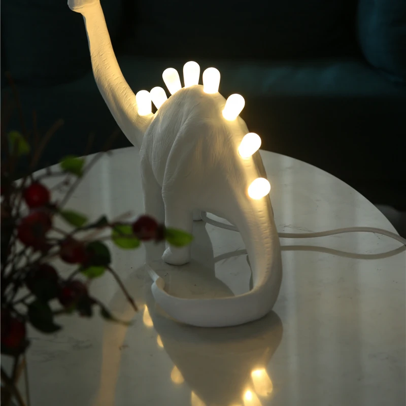 JURASSIC Dinosaur Table Lamps for Bedroom Resin Brontosaurus T-Rex Led Desk Lamp Luminaire Home art Decor Light Fixtures