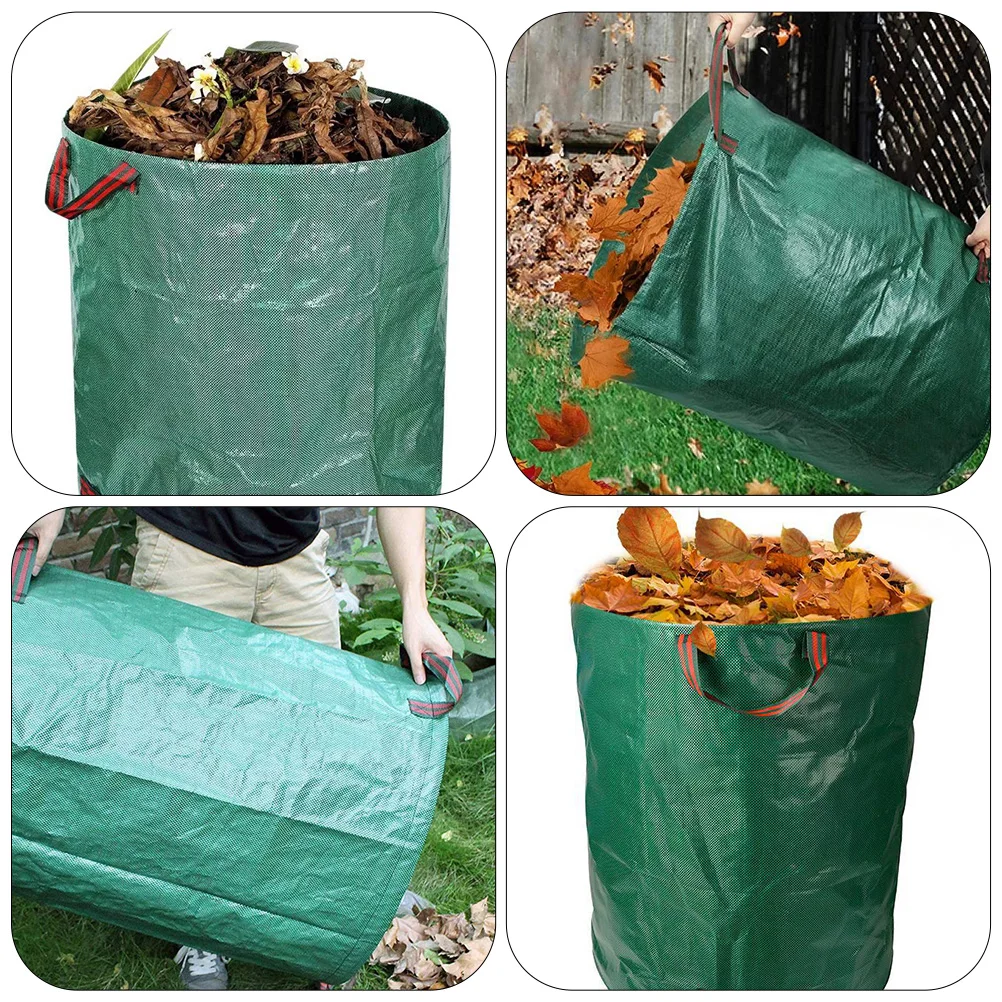 

3pcs Garden Waste Bags Reusable Large Capacity Polypropylene Coated Woven Leaves Straw Bag Foldable StorageTrash Bag Household