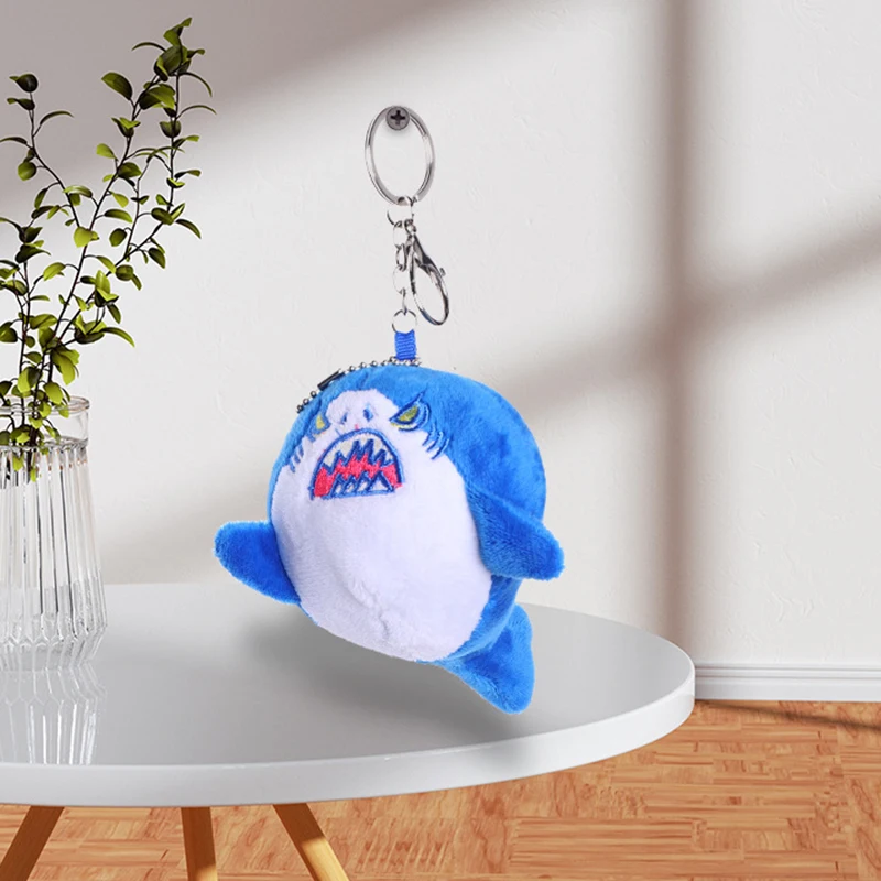 12cm Kawaii Cute Plush Shark Doll Cartoon Animal Stuffed Plush Toys Couple Keychain Pendant Car Key Bag Hanging Doll  Gift