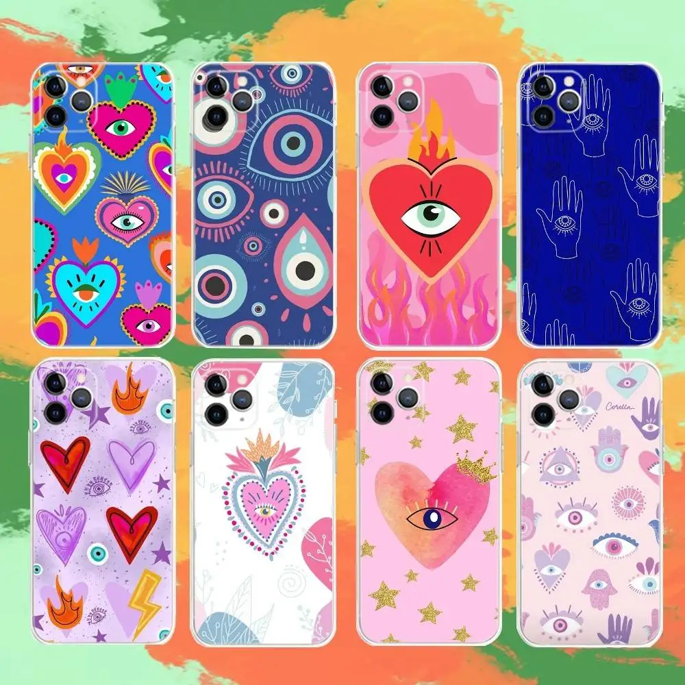 

Turkish Lucky Blue Evil Eye Phone Case For iPhone 16,15,14,13,12,11,Mini,Pro,XS,Max,6,7,8,Plus,X,XR,SE,2020 Transparent Shell