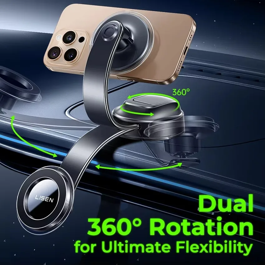 

LISEN Strong Magnetic Suction Cup Car Phone Holder N52 Magnet Mount for Magsafe Stand for iPhone Dashboard Windshield GPS