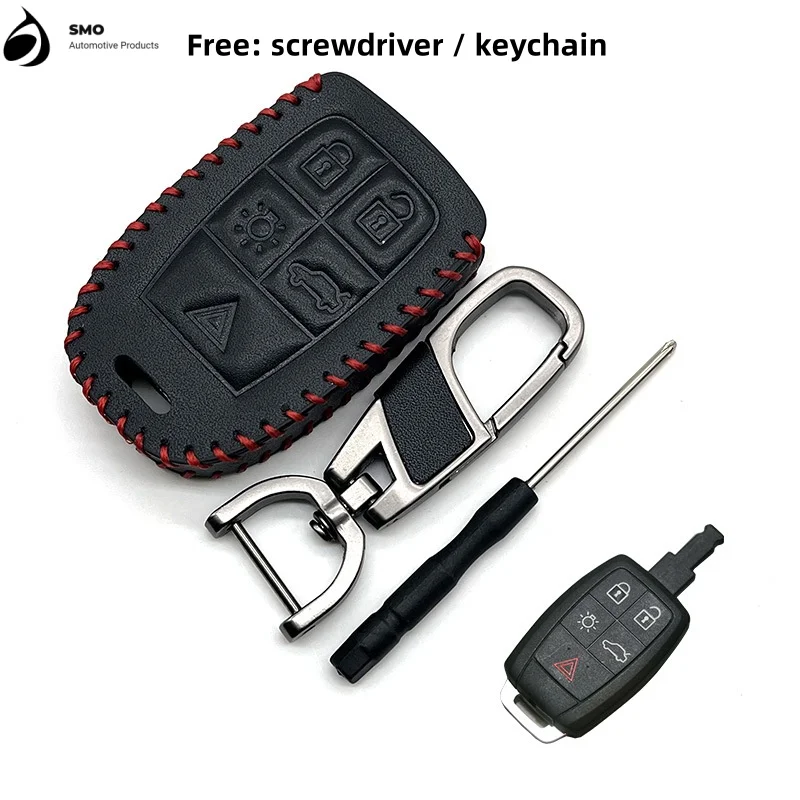 

For Old Volvo S40 Car Key Cover VOLVO C30/C70 Leather Modified Remote Control Bag Chain Cowhide Key Bag