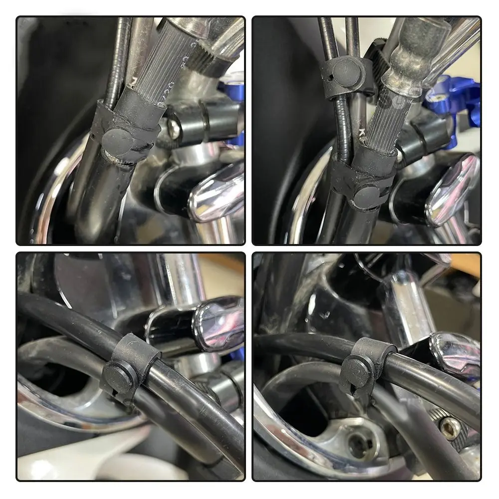 

6/12PCS Black Motorcycle Cable Securing Ties Modification Accessories Rubber Fixing Tension Strap Elastic Refitting