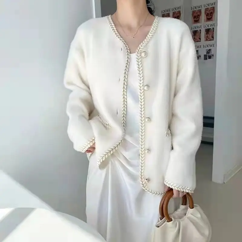 

Clothing Sweater Women Knitted Solid 2022 Knitwear Autumn Vintage Thick Cardigan Feminino Woman Coat Winter Korean Cardigans Top