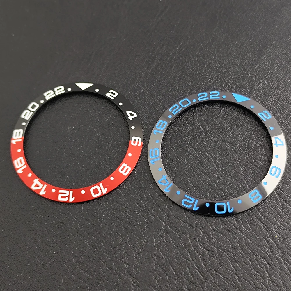 38mm*3.6mm Uhrenlünette, passend für austauschbare Lünetten, mechanisches Zubehör, blau leuchtende Keramik/Aluminium GMT-Lünette, Uhren für Herren – Detail 2