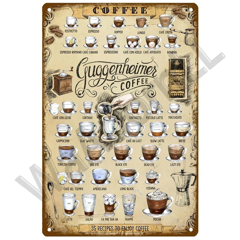 Metal Sign Retro Decor Tin Sign Coffee Vintage Plaque Metal Plate Wall Art Posters For Kitchen Bar Cafe Room Retro Iron Painting