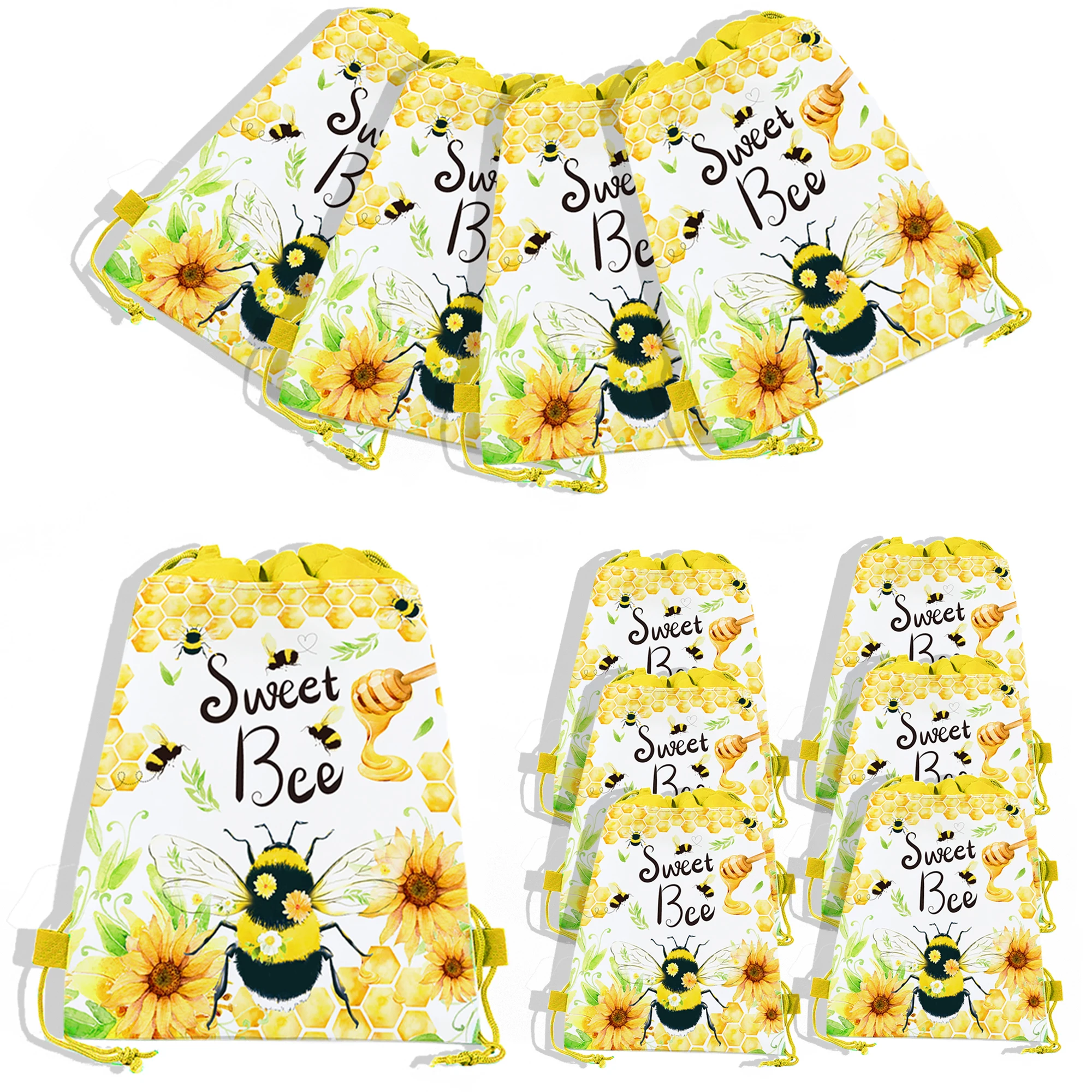 Cartoon Honey Bee Animals Sunflower Non-woven Bag Birthday Gifts Drawstring School Backpack Baby Kids Party Packing Storage Bags