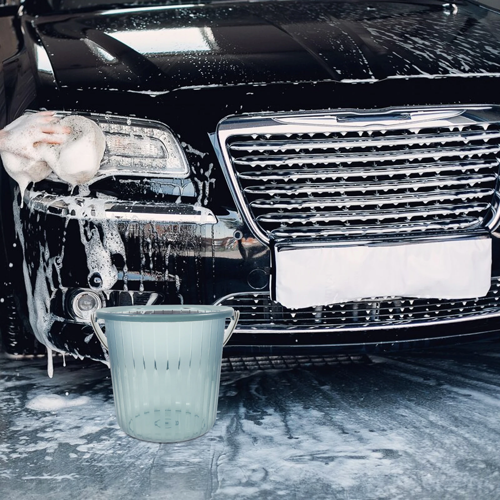 

Large Capacity Durable Plastic Water Bucket Portable Handle Car Washing Home Use Storage Beach Sand Buckets For Car Detailing