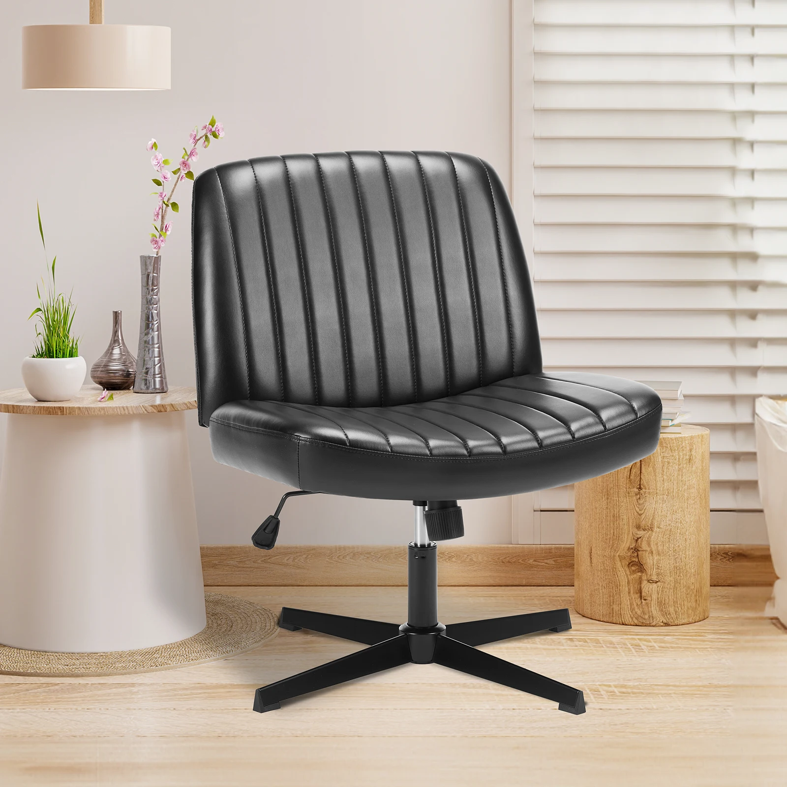 MCQ Ergonomic Armless PU Leather Office Chair with Adjustable Height Padded Backrest Gaming Racing Chair For Home Office