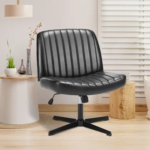 MCQ Ergonomic Armless PU Leather Office Chair with Adjustable Height Padded Backrest Gaming Racing Chair For Home Office