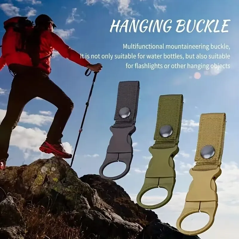 Buckle Hook Water Bottle Holder Clip Climbing Carabiner Belt Backpack Hanger Hooks Water Bottle Nylon Webbing Multifunction Wate