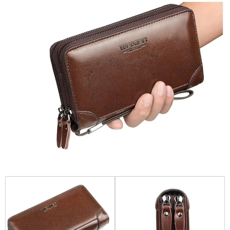 

New Men Wallets Leather Bags Clutch Bags Wallet Leather Long Wallet with Coin Pocket Zipper Men Purse Wallet Men Purse